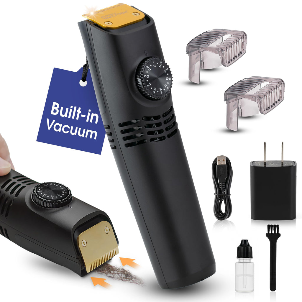 Bell+Howell Vacutrim Cordless Beard Trimmer – Rechargeable Electric Shaver with Built-in Vacuum, 20 Trim Settings, LED Indicator – for Mustache, Sideburns, Facial Hair – Deluxe, 7.5" As Seen On TV