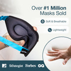 MyHalos® Sleep Mask – 3D Blackout Eye Mask for Women & Men, Side Sleepers, Zero Pressure Memory Foam Eyelash Friendly, Breathable,Award-Winning Sleep Aid for Travel (Black, 1 Count (Pack of 2))
