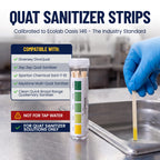 100 Pack Quat Sanitizer Test Strips for Sanitizing Solution – Quaternary Food Service Test Kit for Restaurant Kitchen - QAC QR5 0-500 ppm - 1 x 100-Strip Vials (1 Pack) by FryOilSaver Co.