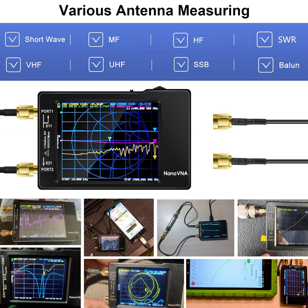 [Upgraded] AURSINC NanoVNA-H Vector Network Analyzer Latest HW Version 3.7, 9KHz -1.5GHz Antenna Analyzer with 32GB SD Card Support Data Storage, Measuring S Parameters, SWR, Phase, Delay, Smith Chart