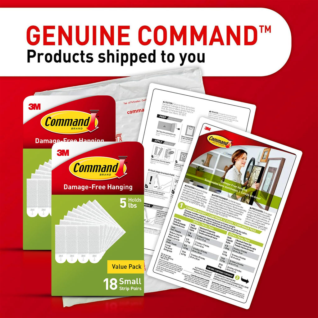 Command 4 lb Small Picture Hanging Strips 36 Pairs (72 Strips), Damage-Free Hanging Picture Hangers, No Tools Wall Hanging Strips for Home Decor, White Adhesive Strips