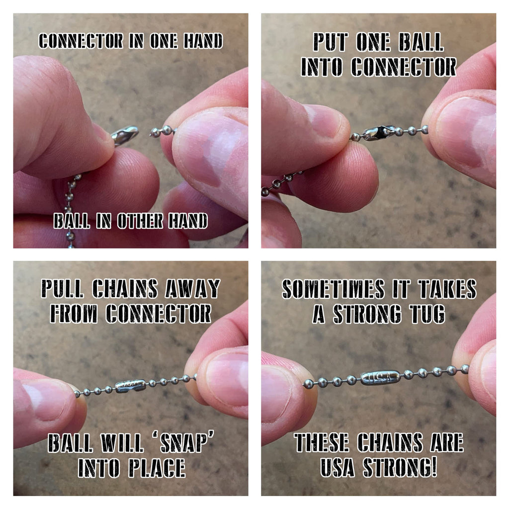 Stainless Steel Military Dog Tag Chain Set, 27 inch and 4.5 inch Ball Chains, 2.4mm #3 Size Chain
