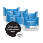 Amazon Basics Makeup Remover Wipes, Formulated without Fragrance and Alcohol-Free, Gentle Cleansing, Removes Waterproof Mascara, Dermatologist Tested, 25 Count, Pack of 6