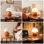 Dawnwake Mushroom Lamp Table Lamp for Bedroom,Desk Bedside Small Lamps for Living Room Night Stands,Mushroom Decor Cute Mini Modern Mid Century Lamps,Unique Aesthetic Home Living Room Decor(Orange)