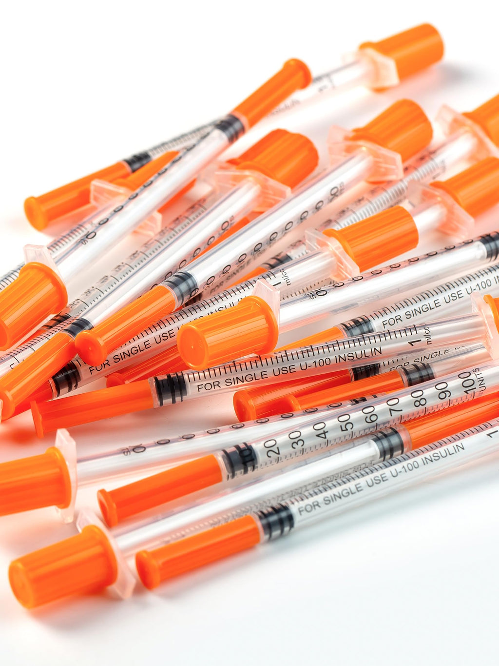 1ml Syringes 31G x 1/4" 6mm Disposable Lab Syringe with Caps, 100 Pack