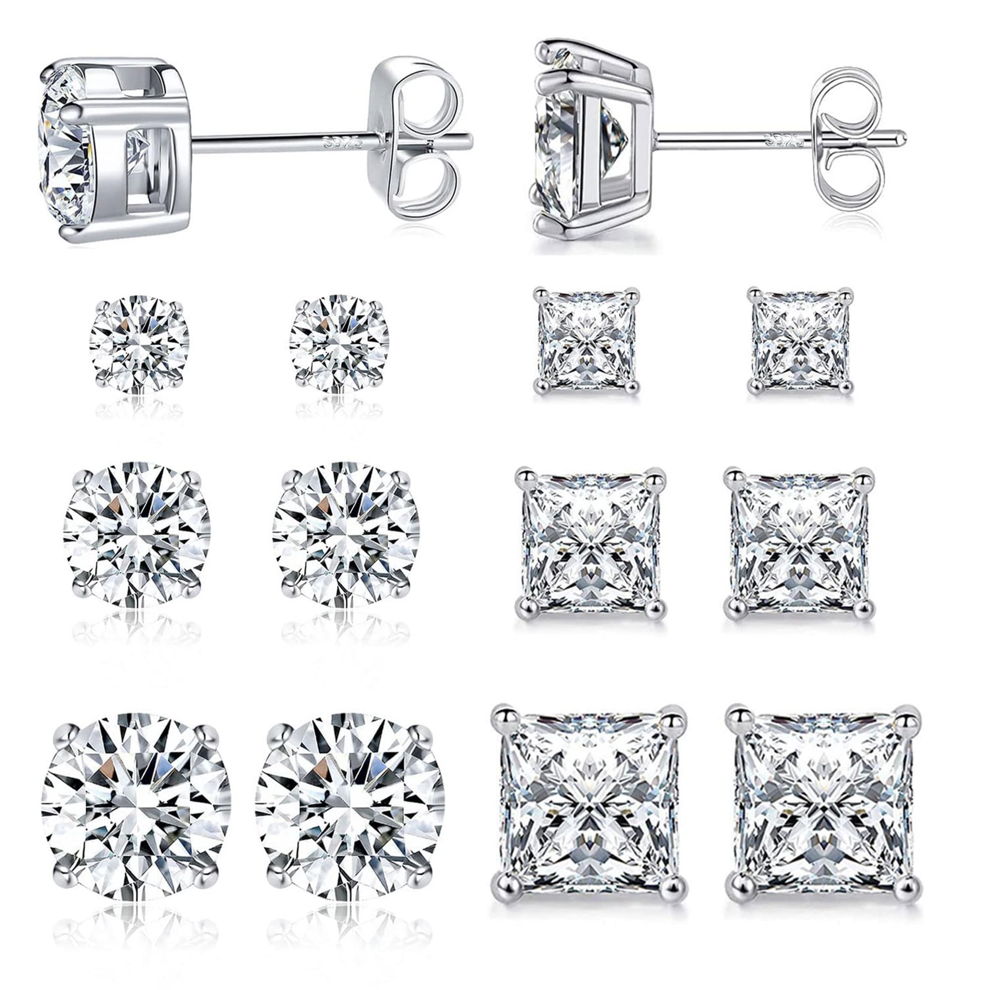 MDFUN Stud Earrings for Men Women 925 Sterling Silver Post Earring
