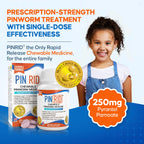 PIN RID - Pinworm Medicine for Family 2+, Bubble Gum Chewable Tablets (12 Doses) - 250mg Pyrantel Pamoate - Single-Dose Parasite Cleanse for Humans - Allergen Free