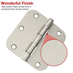 48 Pack Interior Door Hinges Brushed Nickel 3.5 Inch x 3 1/2" Rounded 5/8" Radius 3 ½"Satin Iron Bifold Residential Hinge for French Style Slab Single/Double Doors Hardware Kit Living/Bed Room
