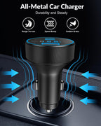 130W 3-Port USB C Super Fast Car Charger (with Voltage Display) for Samsung