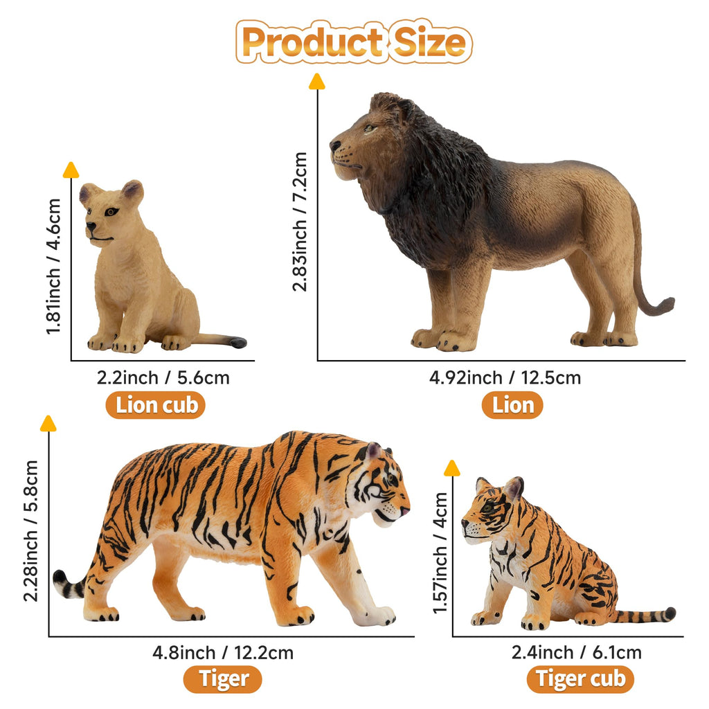 Toymany 8PCS Realistic Lion Tiger Cheetah Leopard Figurines Toy