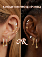 Flat Back Cartilage Earrings for Women Trendy Dainty CZ Flatback Studs