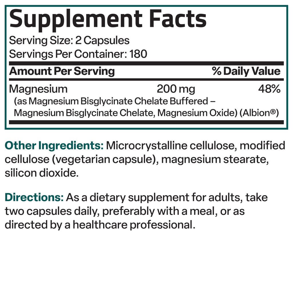 Bronson Magnesium Glycinate 200 MG per Serving Chelated for High Absorption, Gentle On Stomach, Non-GMO, 360 Vegetarian Capsules