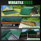 Sunvigor Tarp Waterproof 10x12Ft, Extra Thick 16 Mil Heavy Duty Tarp Cover, Tear & Fade Resistant, Outdoor Tarps with Brass Grommets and Reinforced Edges for Roof, Camping, Patio, Boat (Green/Silver)