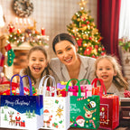 IPQXE 34 Pack Christmas Gift Bags Assorted Sizes- Reusable Tote Bags Non-Woven, Xmas Shopping Bags with Handles, for Christmas Treat Bags, Gifts Wrapping, Xmas Party Supplies 16 Large 18 Small