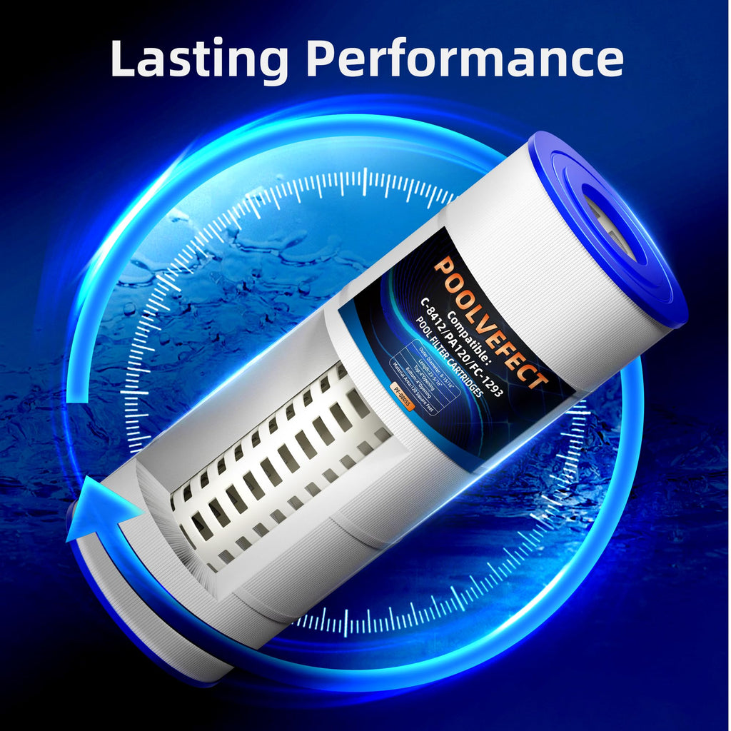 POOLVEFECT Pool Filter Cartridge Replacement Compatible with Hayward C1200 CX1200RE,Pleatco PA120, Unicel C-8412, Filbur FC-1293, Ultra-B2, Clearwater II 125, 120 Sq.Ft, 23-5/16"x8-15/16, 1 Pack