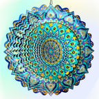 Hippolytusiart Wind Spinner Mandala Peacock Blue Ocean,12Inch Stainless Steel Wind Spinners Outdoor,Gifts for Women,Mother,Men,Father,Holidays,3D Kinetic Yard Art Decorations,Christmas Garden Decor