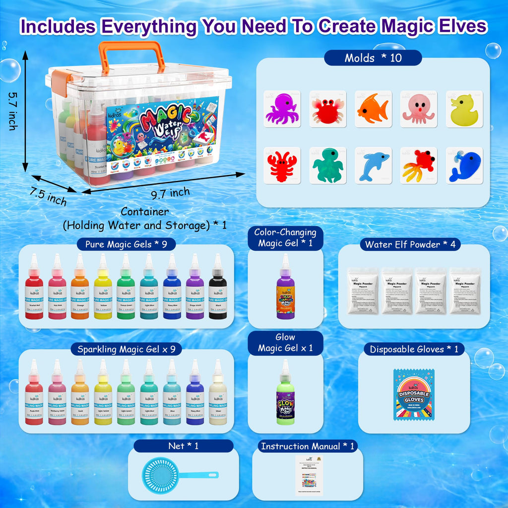 Kiditos Magic Water Elf Toy Kit,Squishies for Kids, DIY Sensory Craft Kit
