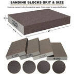 4 Pack Hand Sanding Sponge Set -120 220 320 400 Grit- Coarse Medium Fine Grit Sanding Block, Sander Sponges for Wood-Working Drywall Metal, Washable and Reusable Sponge for Rust Removal Polishing