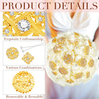 Kigeli 124 Pcs Rhinestone Bouquet Brooches Pins for Bridal Wedding,Gold