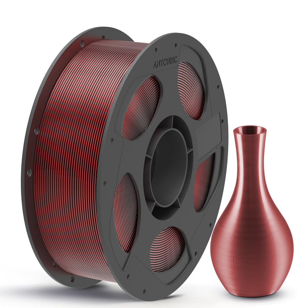 ANYCUBIC Silk Dual Color Pla Filament, 2-in-1 Chrome Coextrusion Color Change 3D Printer Filament 1.75mm Dimensional Accuracy +/- 0.02mm, Silk Texture, 1KG Reusable Spool (2.2 lbs), Black Red