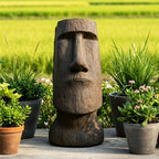 FlowLuxe 35.6" H Moai-Inspired Statue - Easter Island Head Sculpture for Indoor & Outdoor - Iconic Moai Design Statue for Garden Yard Patio Lawn Porch Decor