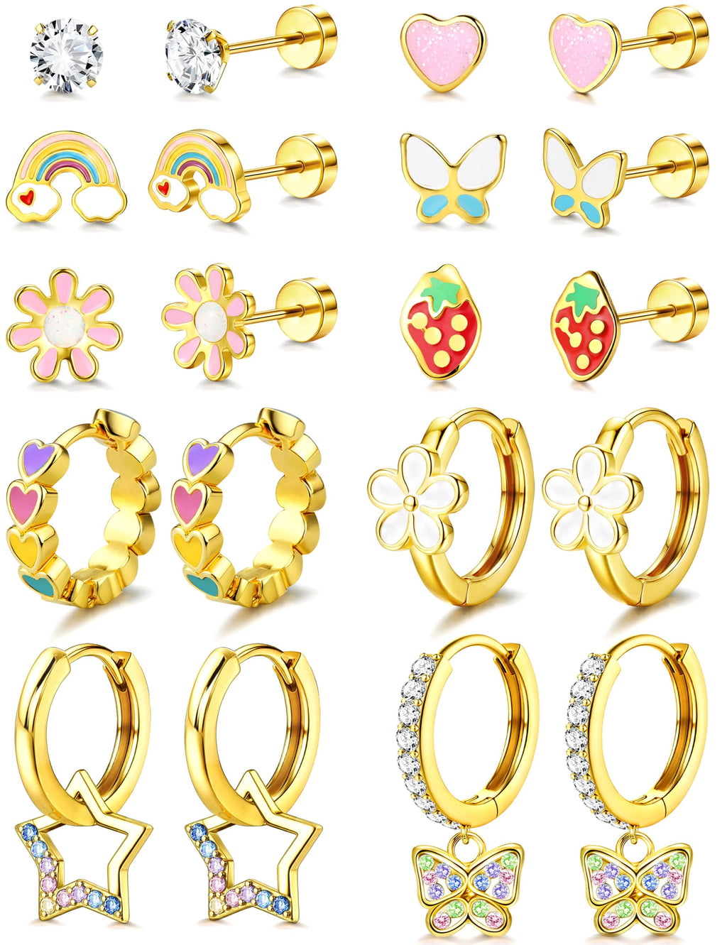 YADOCA Hypoallergenic Flat Back Earrings for Girls Women Surgical Steel