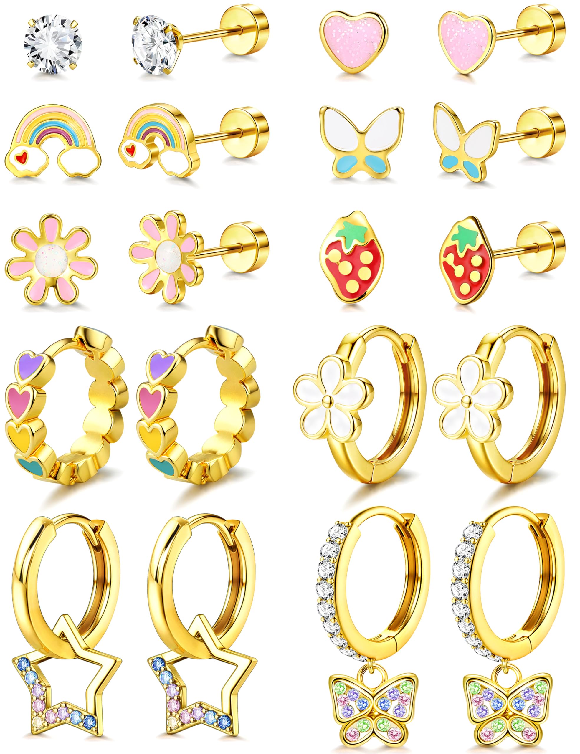YADOCA Hypoallergenic Flat Back Earrings for Girls Women Surgical Steel