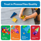 PicassoTiles 80 Pcs Magnetic Building Tiles Magnet Building Block Toys W/Car Diamond Educational Construction Playset Toy for STEM Sensory Gifts Kid Brain Development Stacking Blocks Construction Set