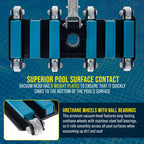 U.S. Pool Supply Manual Pool Vacuum Head for Inground Pools, Flexible, Extra-Wide, Weighted - 6 Weights, Blue, Connect 1.5" Hose, Metal Pole Handle - Swimming Cleaning Accessory Attachment, Vac