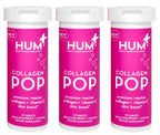 HUM Collagen Pop Marine Collagen Peptides Tablet, Clean Skin Supplement for Women & Men to Support Skin Hydration Levels On The Go, Dissolvable Tablets Strawberry Lemon, 3 Pack, 10 Tablets Each