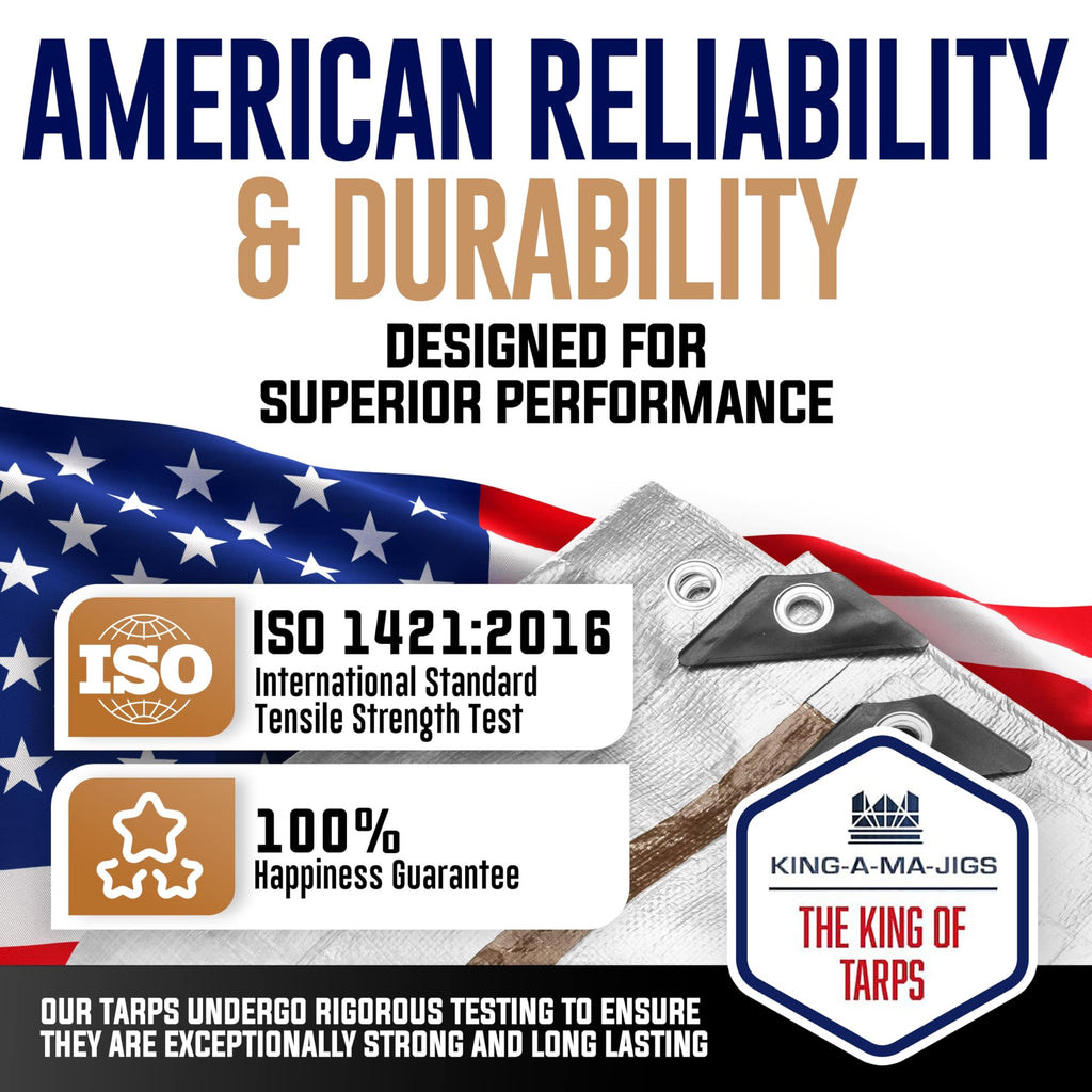 10x20 Heavy Duty Tarp, 10 Mil Thick, Waterproof, Tear & Fade Resistant, High Durability, UV Treated, Grommets Every 18 Inches. (Silver/Brown - Reversible) (10 x 20 Feet)