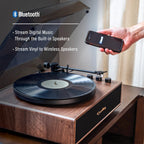 Crosley CR6046A-WAGL Stave 2-Speed Bluetooth Record Player Turntable with Built-in Speakers, Walnut