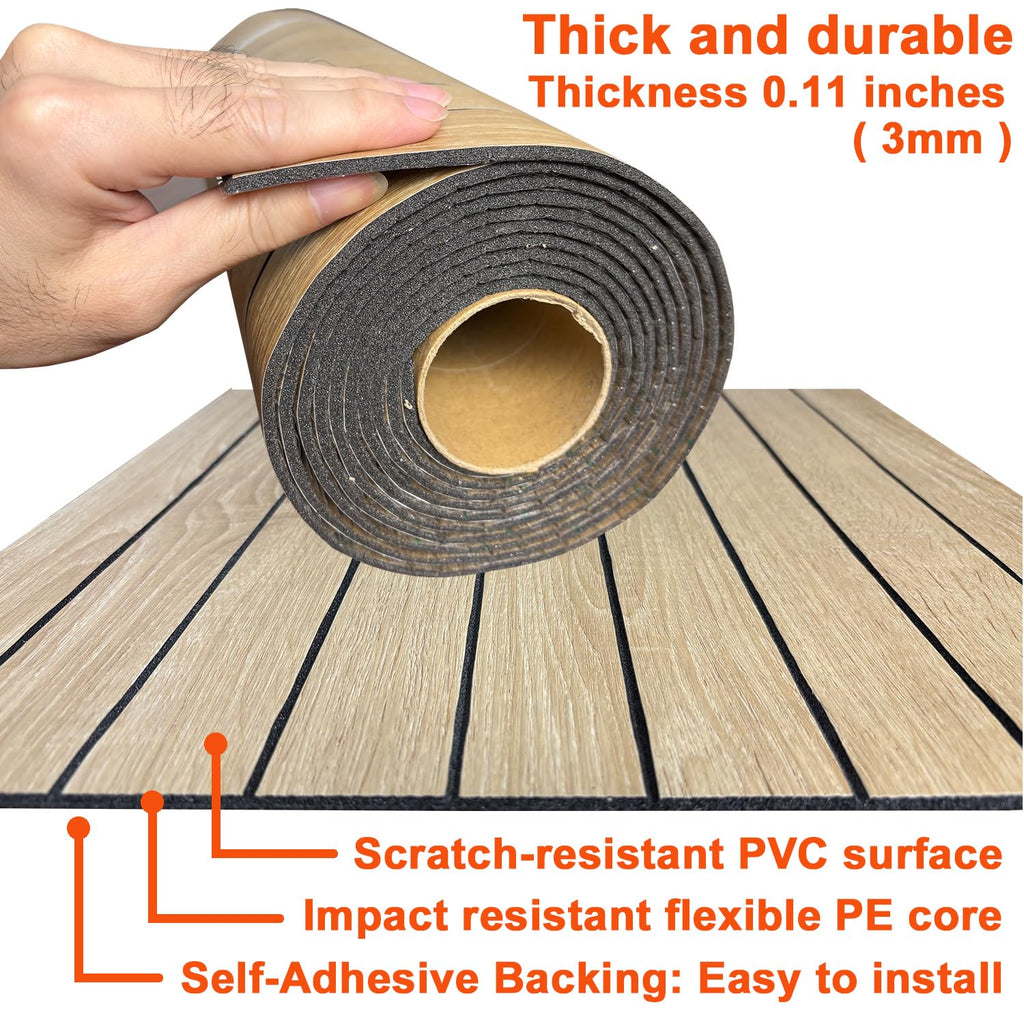 YU LI 3DH Peel and Stick PVC Slat Wall Panel 118"x15.75" Self-Adhesive Thick Faux Oak Wood Grain Wallpaper Panel 3D Soundproof Wall Panels for Walls & Ceilings