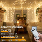 suddus Indoor String Lights with Remote, Warm White Christmas Lights Plug in with Timer, 33ft 100 LED Twinkle Fairy Lights for Bedroom Dorm Xmas Tree Wreath Wedding Garden Party Outdoor Decorations