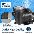 Leomru 2 HP Pool Pump 6800 GPH Self Priming in/Above Ground Swimming Pool Pump 110V/220V Dual Voltage Single Speed Pumps with Strainer Basket 6Pcs Connectors