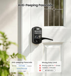 Veise Keypad Door Lock with Handle, Keyless Entry for Front Door & Bedroom, Electronic Lock with Code, Auto-Locking, Easy Installation, Passage Mode, Matte Black