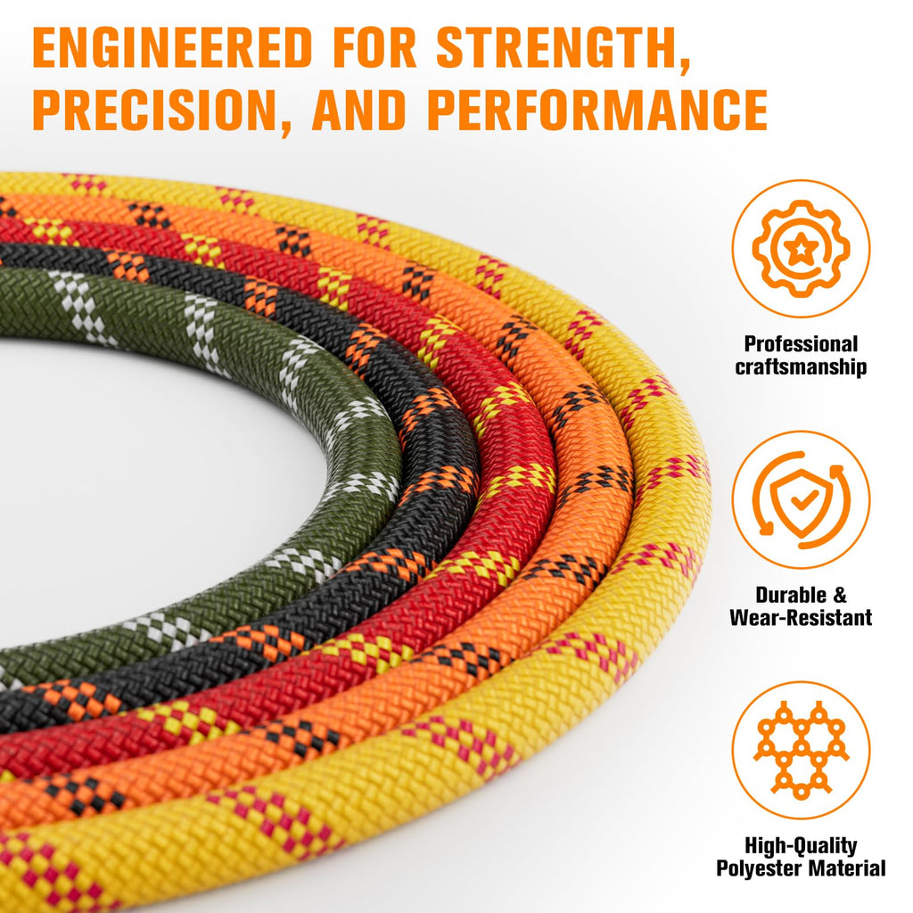 Double Braided Arborist Rigging Rope - 1/2 in X 100 ft 48 Strands Rappelling Outdoor Pulling Heavy Duty Polyester Bull Rope for Swing Tree Work Camping Rescue Hiking - Black