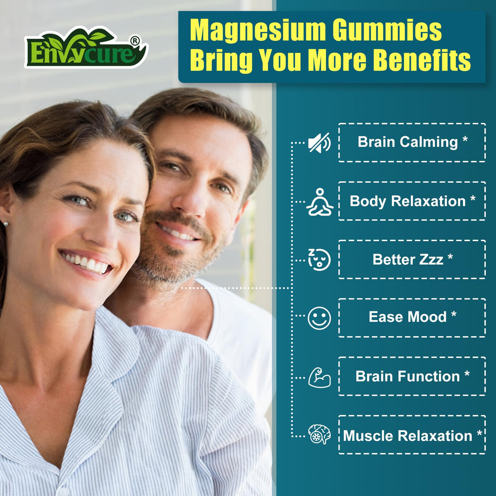 Sugar Free Magnesium Glycinate Gummies 400mg with Ashwagandha, B1, B3, Rhodiola Rosea & Saffron for Support Rest, Mood & Energy Calm Magnesium Gummies for Adults, Chewable Magnesium Supplement, 60Ct