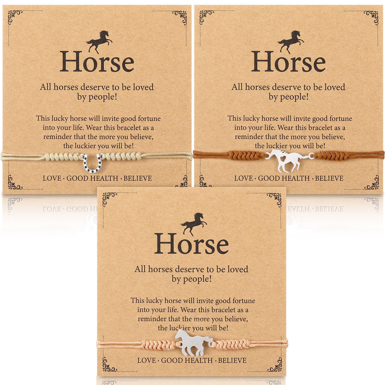 Ecation 30 Sets Horse Bracelets Gift Horseshoe Party Favors for Horse Lover