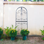SCENDOR Garden Trellis for Climbing Plants 70.8" H x 25.6" W Metal Wrought Iron Outdoor Wall Panel for Vines Flowers Elegant Accent Decorative Garden Structure