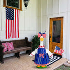 JcHrmers 4th of July Porch Goose Outfit 23 Inch Patriotic Goose Outfits Goose Stars Stripes Dress with Big Poofy Bow American Flag Fits for Independence Day USA 250th Anniversary Festival Decor