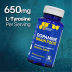 NATURAL STACKS Dopamine Brain Food - 650mg L-Tyrosine Supplement - Dopamine Supplement for Focus & Mental Drive - Supports Mental Energy - Neurotransmitter Support with B Vitamins - 60 Capsules