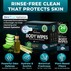 Travel Body Wipes for Men - 20 XL Shower Wipes for Adults Bathing No Rinse - Individually Wrapped 10”x10” Disposable Washcloths, Face Towels, Gym Mens Deodorant Sheets, Camping Essentials & Must Haves