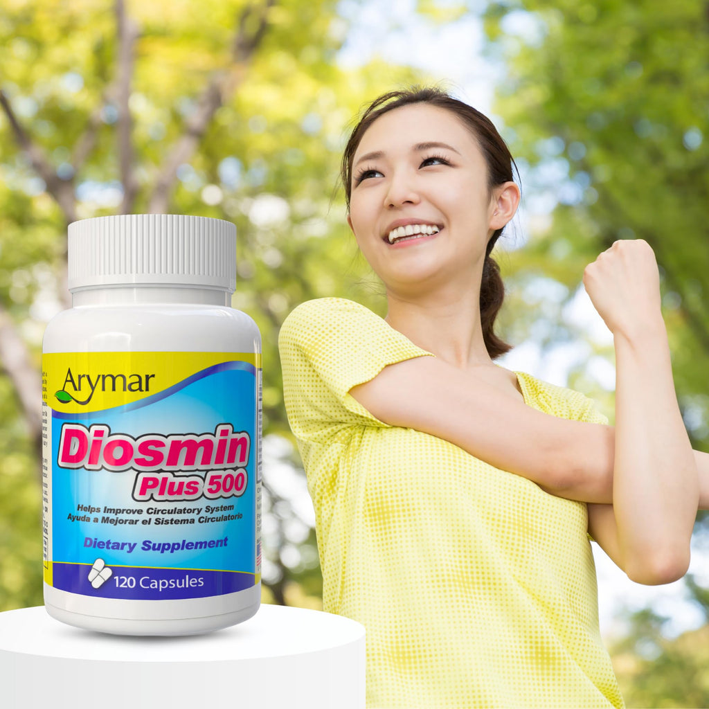 Arymar Diosmin Plus 500 - Circulatory System Support Supplement, 500mg, 120 Capsules