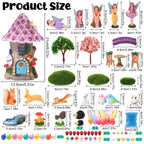 GGSTDDUP 70 Pcs Fairy Garden House Resin Kit Glowing Tree House Miniature Garden Fairy Animals Garden Accessories Decor Outdoor Mini Landscape Ornaments
