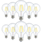 Sunco 10 Pack G25 Globe Light Bulbs LED Edison Vanity Light Bulbs, CRI90, 2700K Soft White, Dimmable, 5W=60W, Clear Vintage Filament Globe, 500 Lumens, E26 Base, Indoor Outdoor, UL