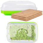 Microgreens Growing Trays with Lids and Coconut Fiber Mat,Seed Sprouter Tray with Drain Holes,Seed Starter Tray Reusable,Microgreens Growing Trays,Cat Grass Growing Kit for Indoor Cats (Pack 3)