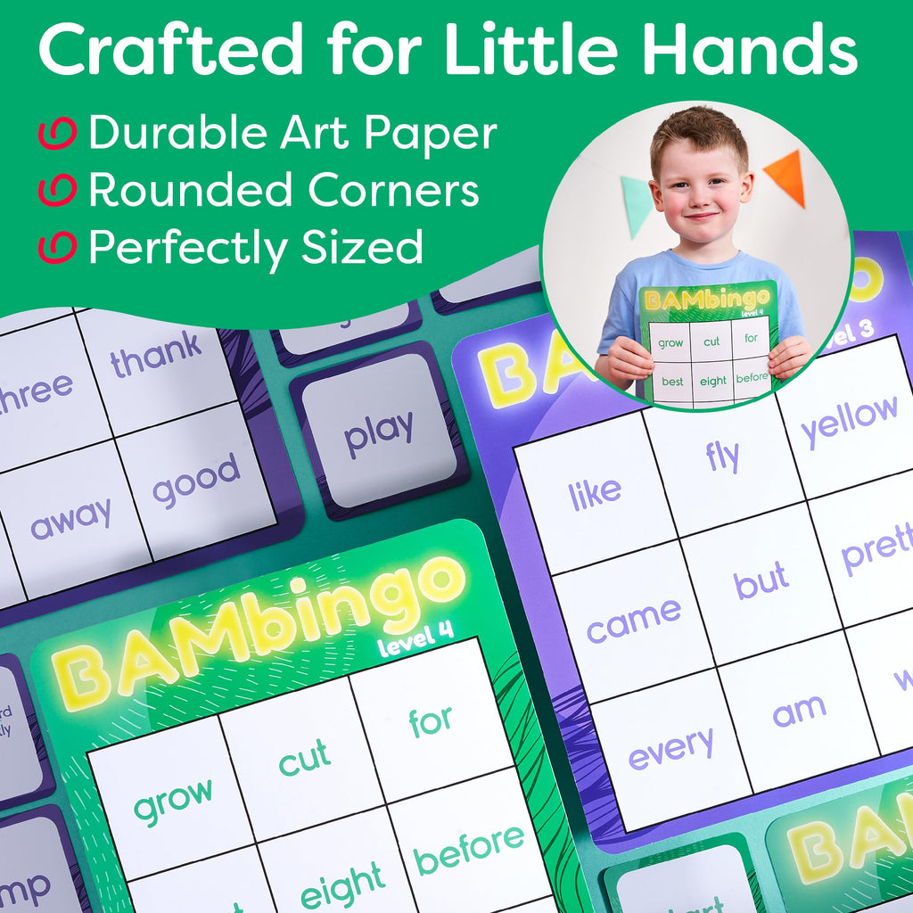 THE BAMBINO TREE Sight Word Bingo Game Level 3 & 4 - Learn to Read Vocabulary for 1st 2nd 3rd Grade Kids - Dolch's Fry's Site Words Reading Game