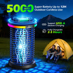 Rechargeable Bug Zapper Outdoor, 4200V Powerful Electric Mosquito Zapper 5-in-1 Portable & Wireless Bug Zapper Outdoor Cordless with 5000mAh Battery, Outdoor Waterproof Fly Zapper for Patio Camping