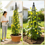 Adjustable Garden Trellis for Climbing Plants, 6FT Obelisk Plant Support Tower for Potted & In-Ground Vegetables, Tomatoes, Cucumbers, Vines - Easy Assembly, Indoor & Outdoor Use（2 Pack）